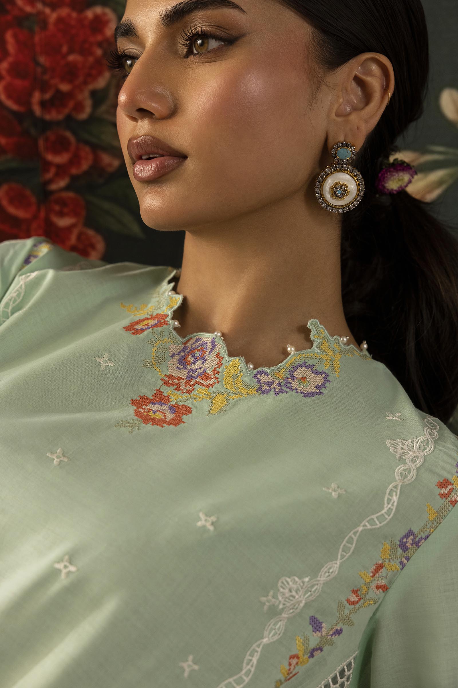 Stitched Embroidered Lawn Suit