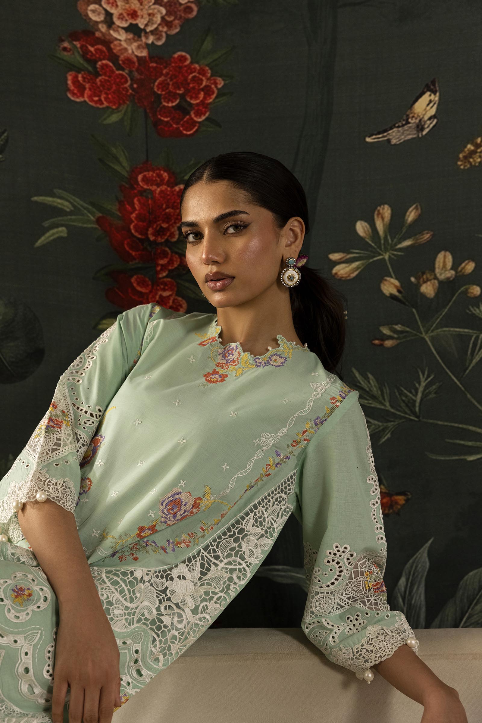 Stitched Embroidered Lawn Suit