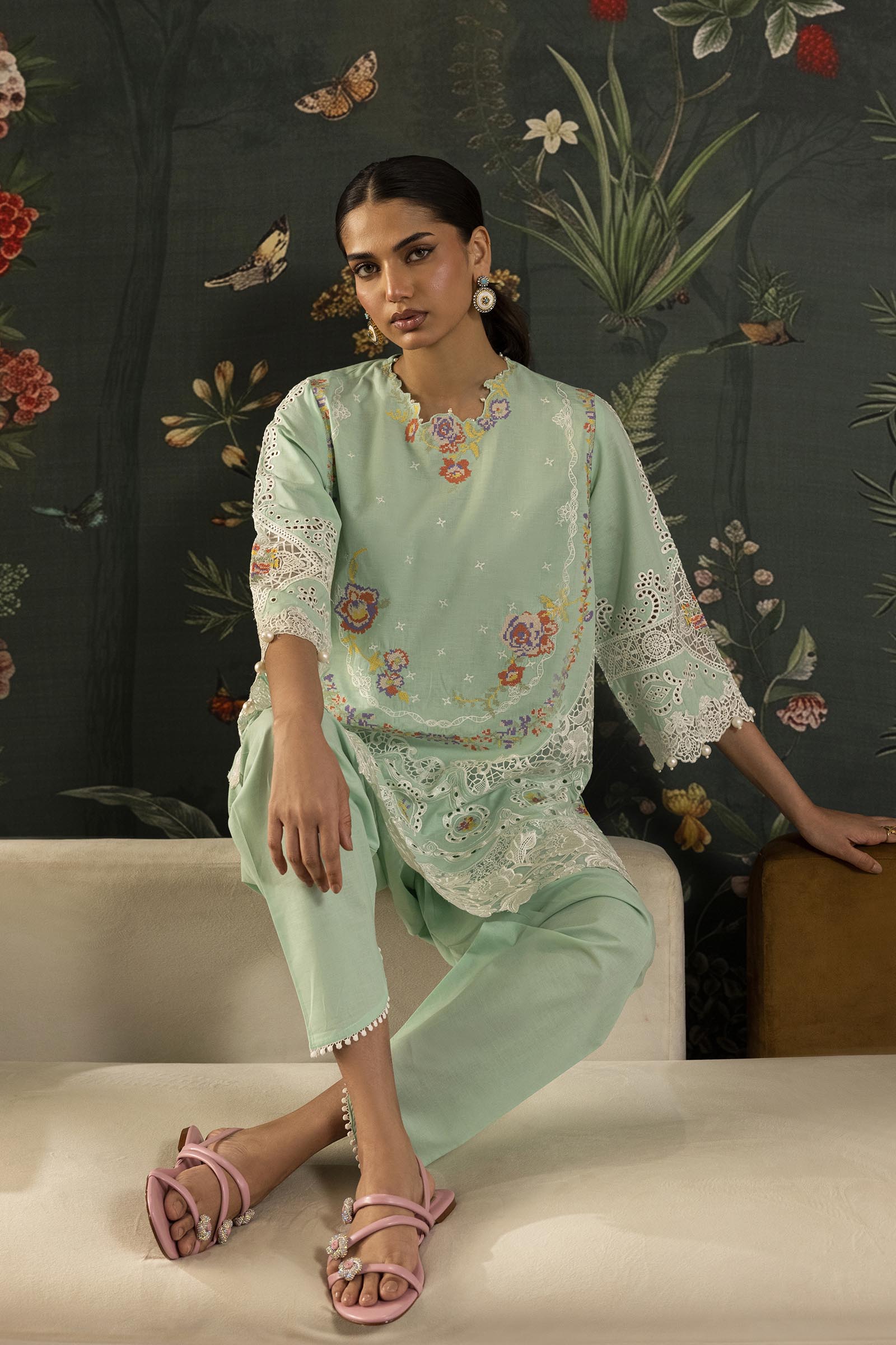 Stitched Embroidered Lawn Suit Secondary image