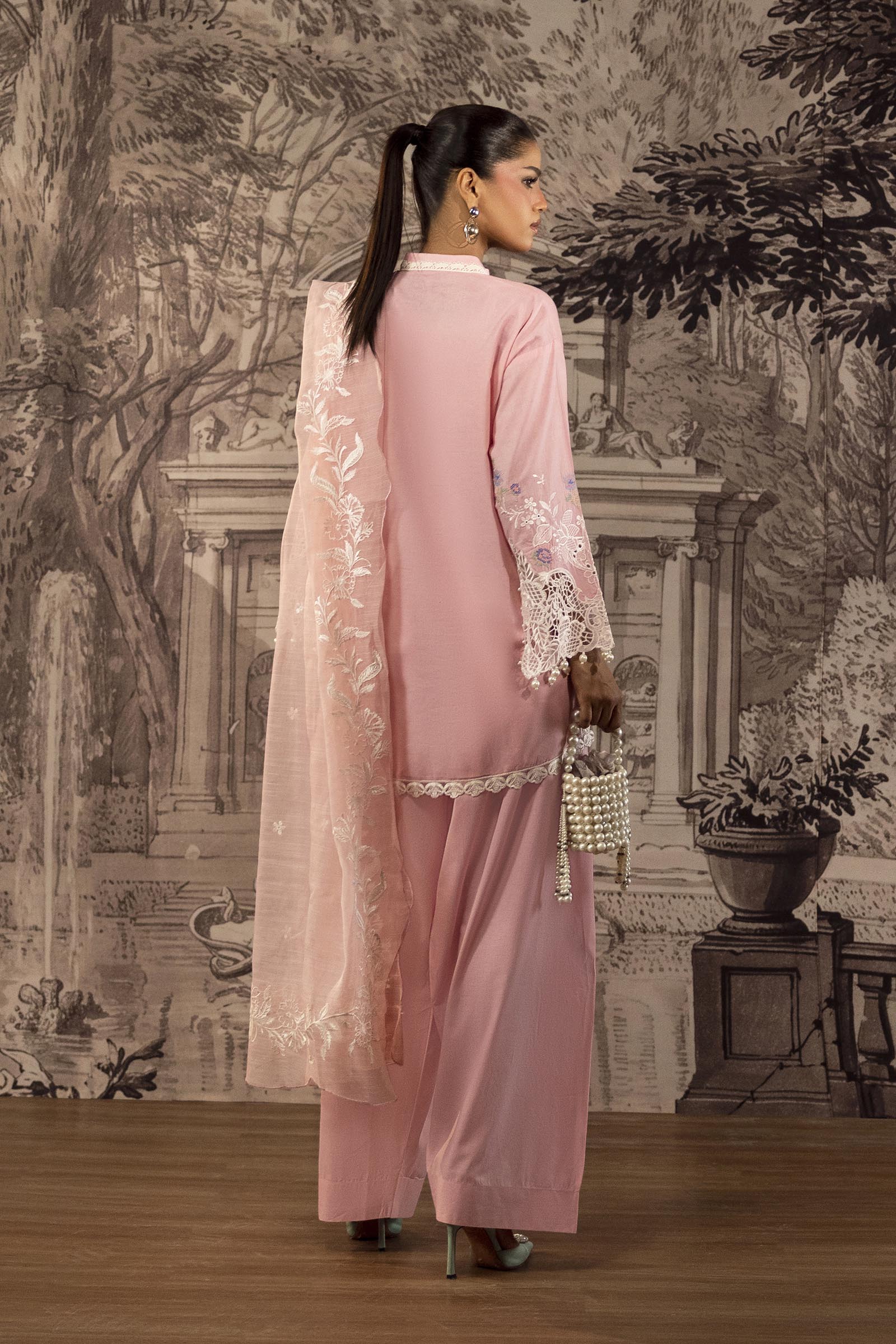 Stitched Embroidered Lawn Shirt+ Shalwar Secondary image