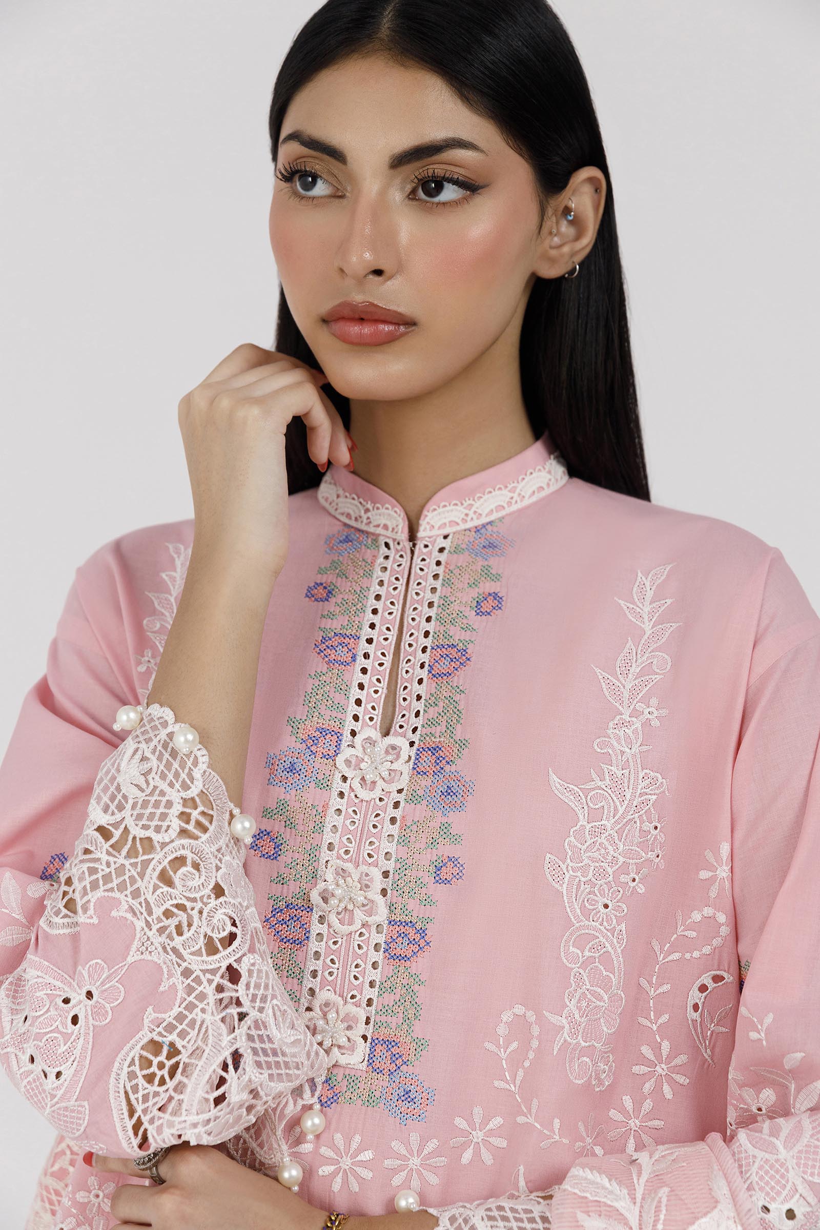 Stitched Embroidered Lawn Shirt+ Shalwar Secondary image