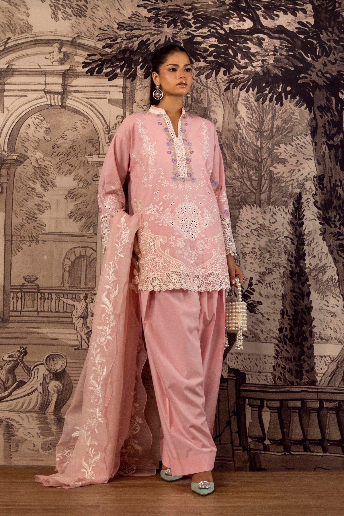 Stitched Embroidered Lawn Shirt+ Shalwar Main image