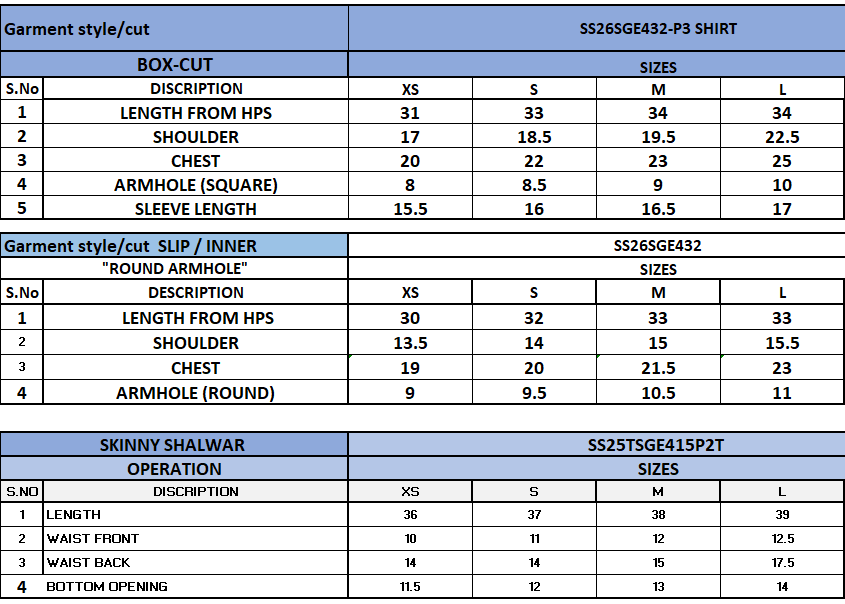 Size Chart