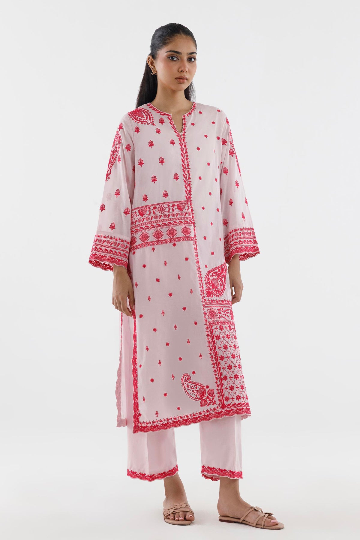 Stitched Embroidered Lawn Shirt+ Culotte