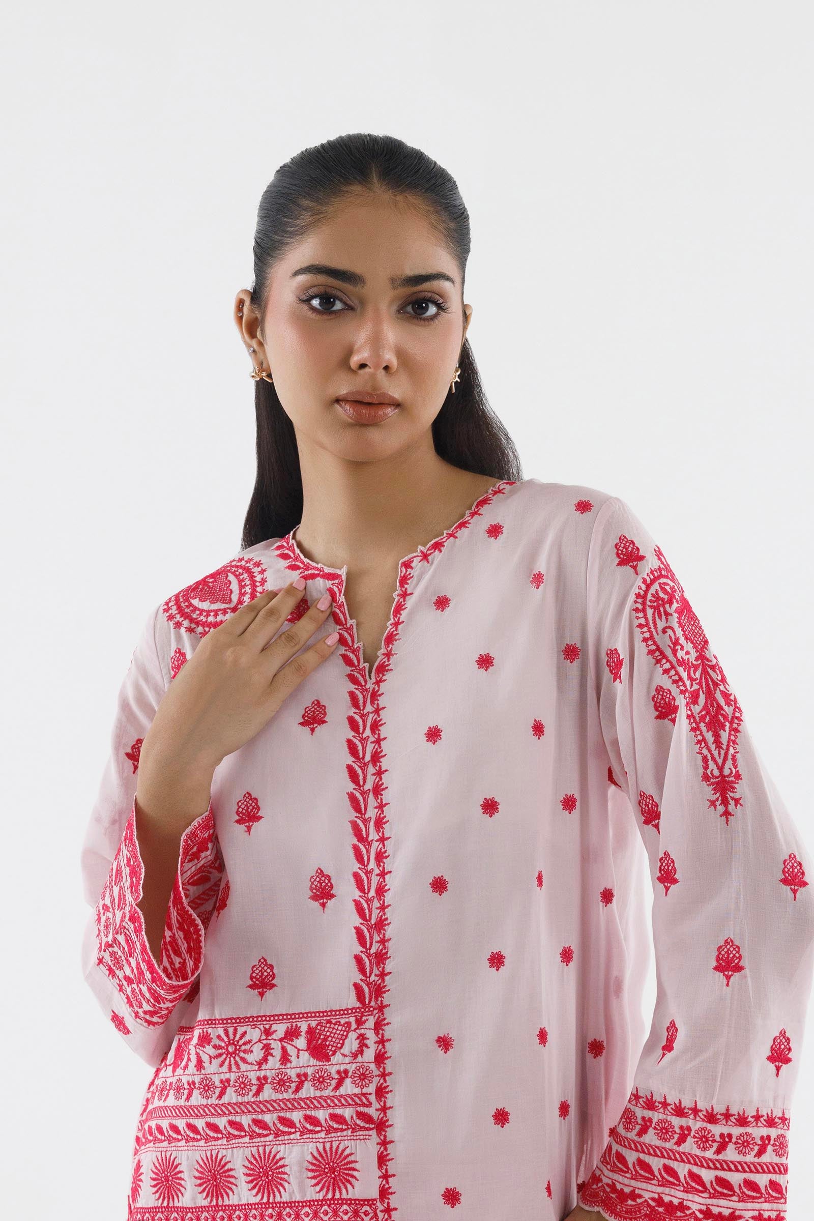 Stitched Embroidered Lawn Shirt+ Culotte Secondary image
