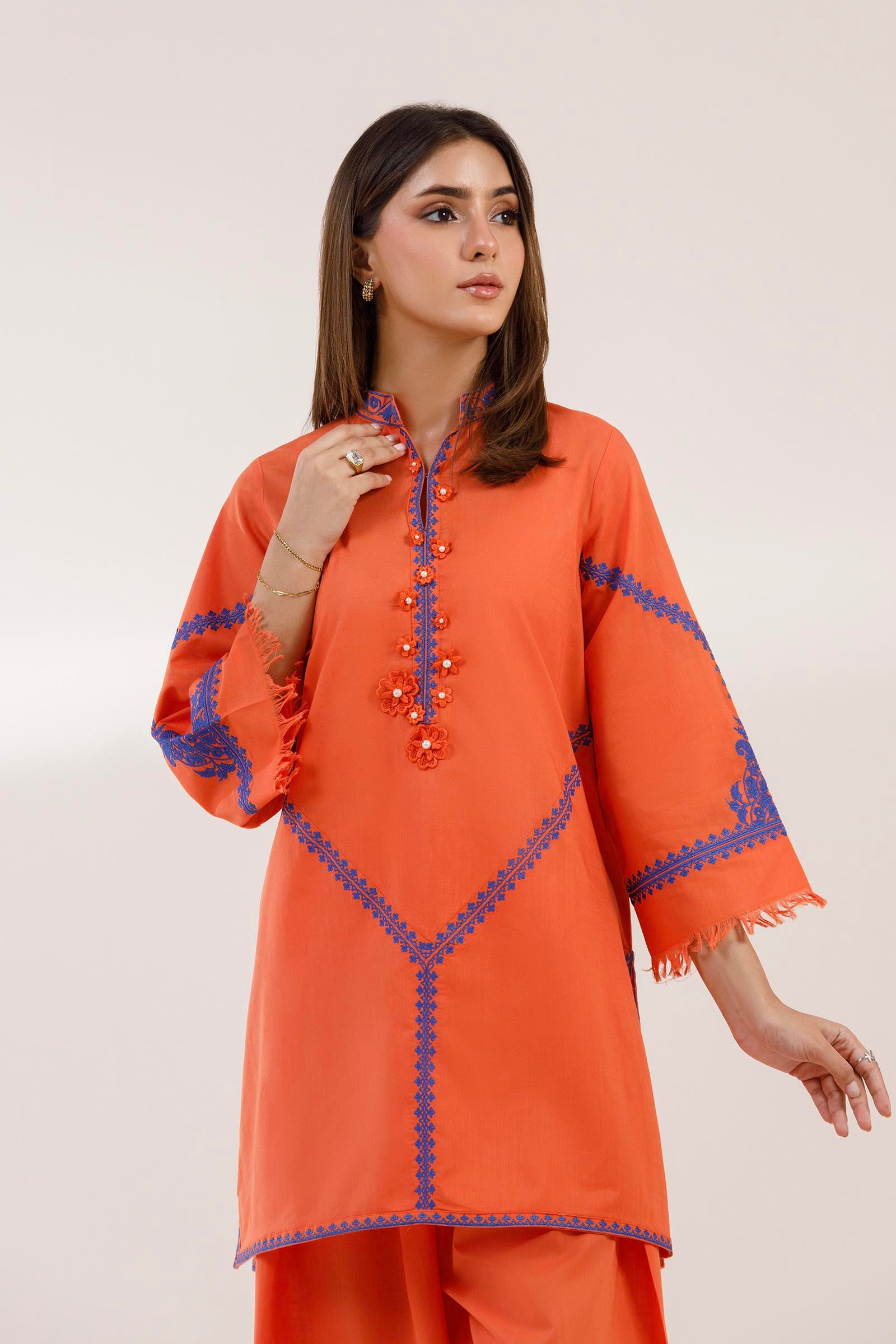 Stitched Embroidered Slub Lawn Shirt+ Shalwar Secondary image