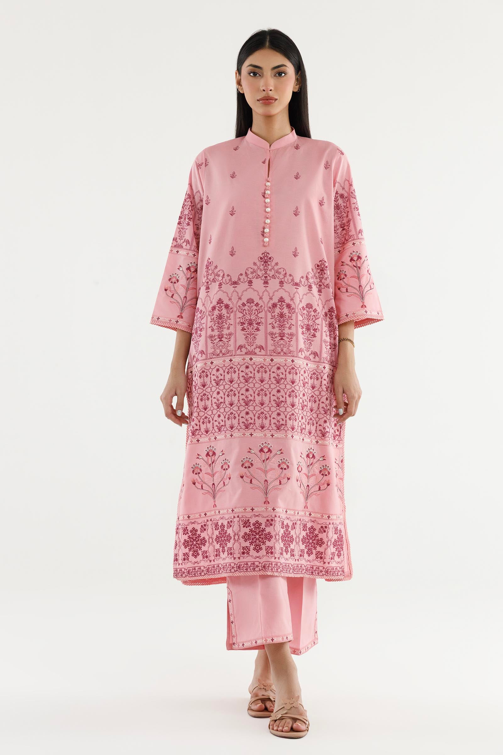 Stitched Embroidered Lawn Shirt+ Culotte