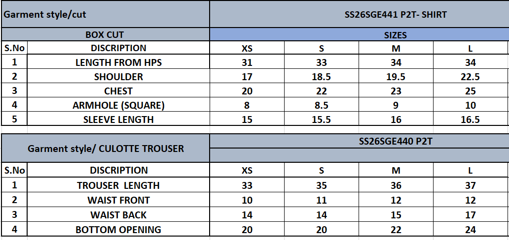 Size Chart