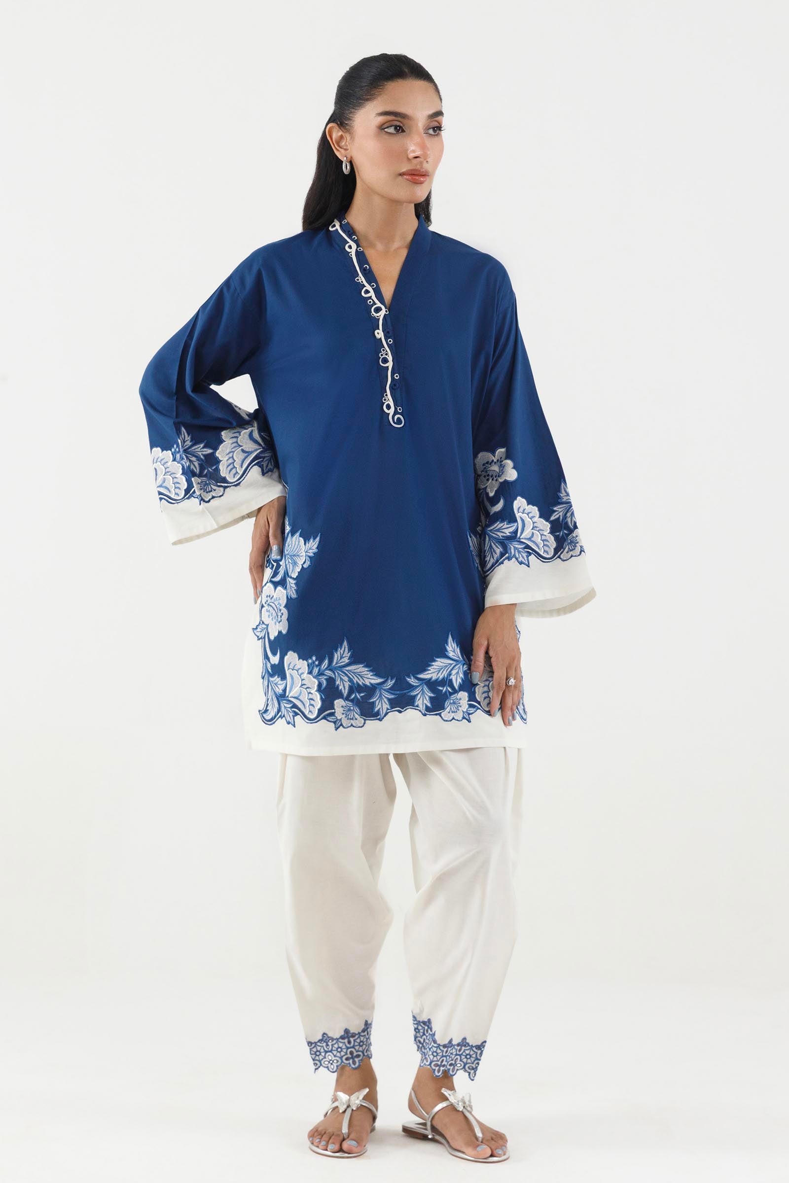 Stitched Embroidered Lawn Shirt+ Shalwar Main image
