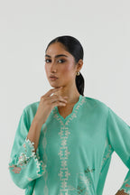 Stitched Emboidered Raw Silk Shirt+ Shalwar