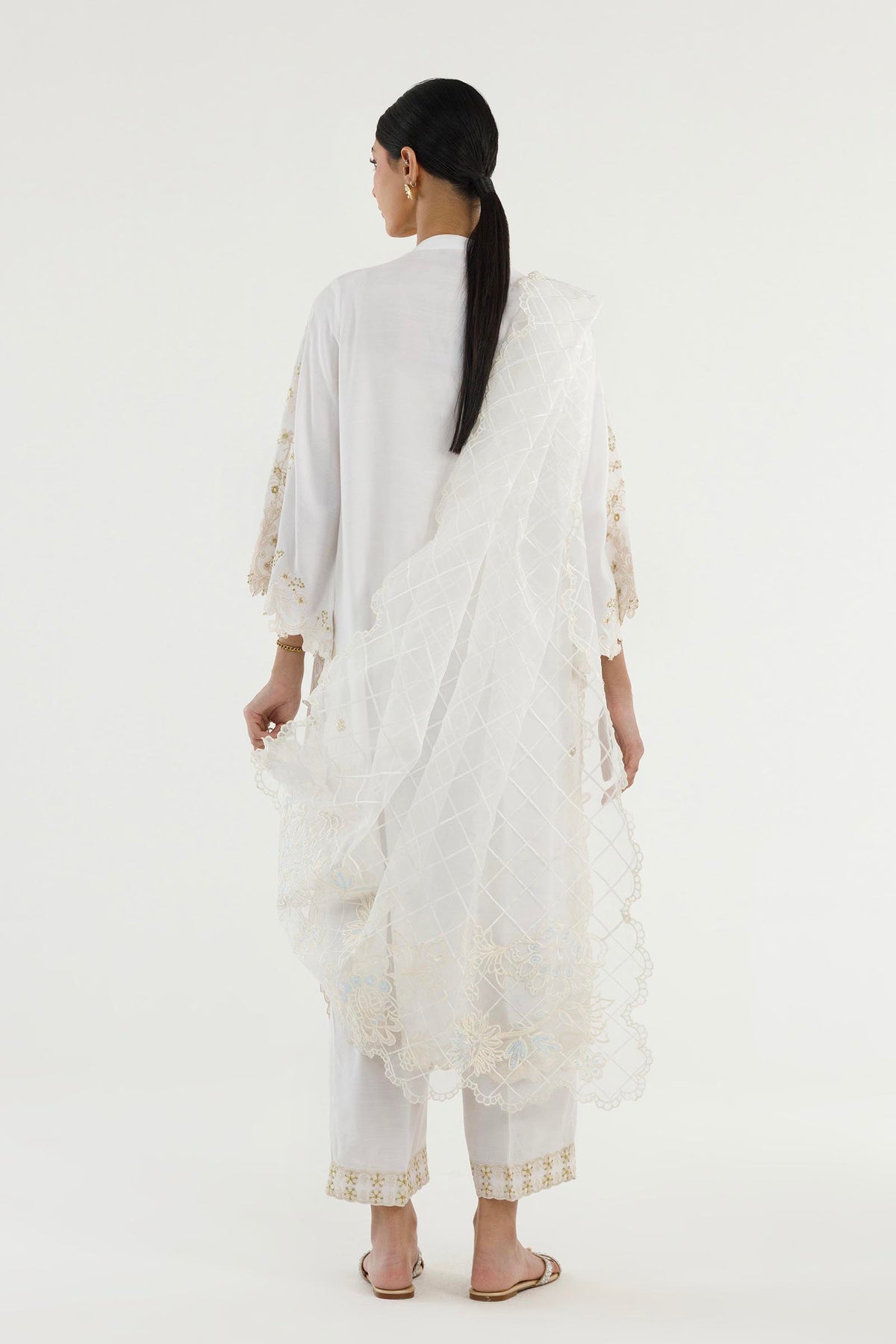 Stitched Embroidered Raw Silk Suit