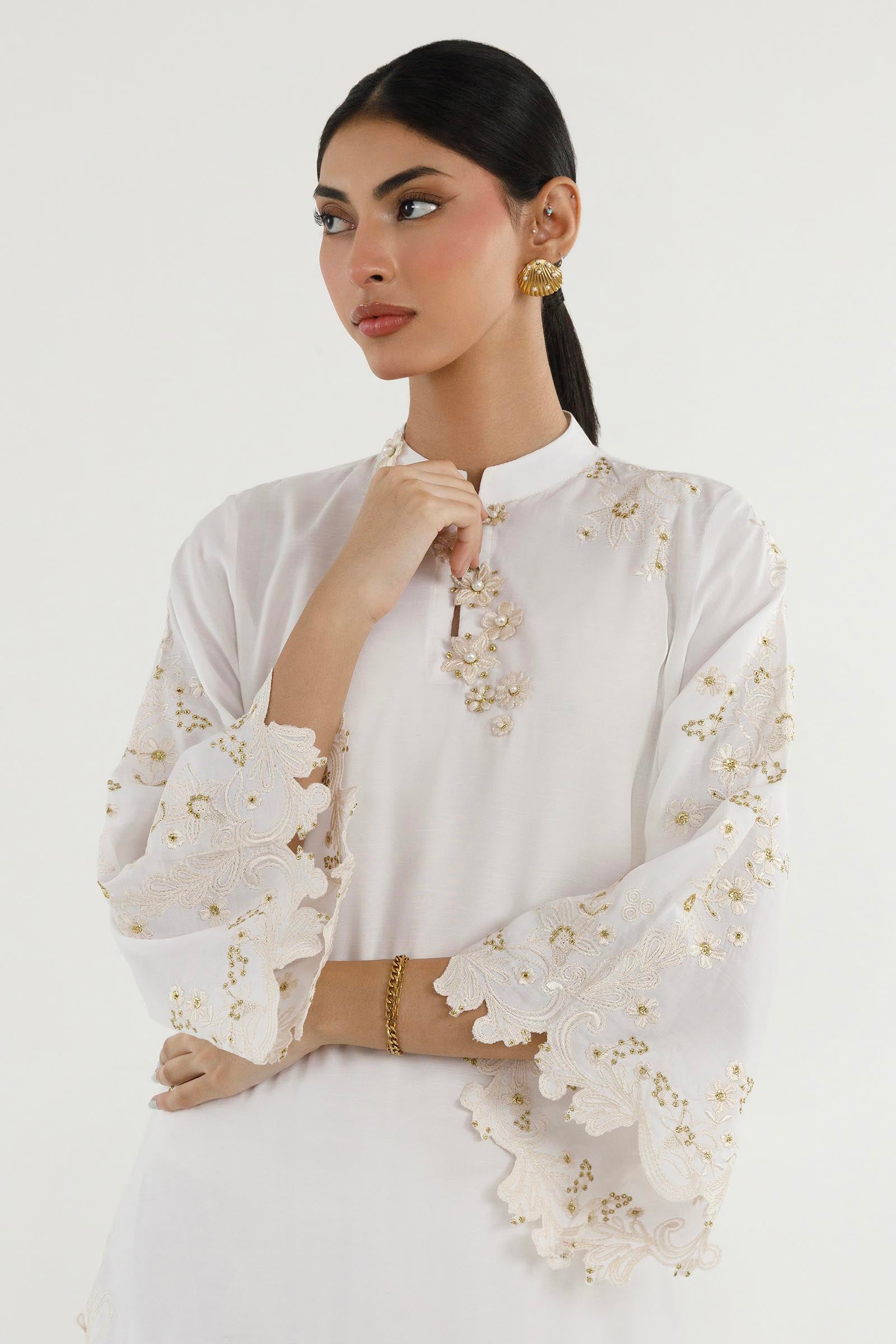 Stitched Embroidered Raw Silk Suit Secondary image