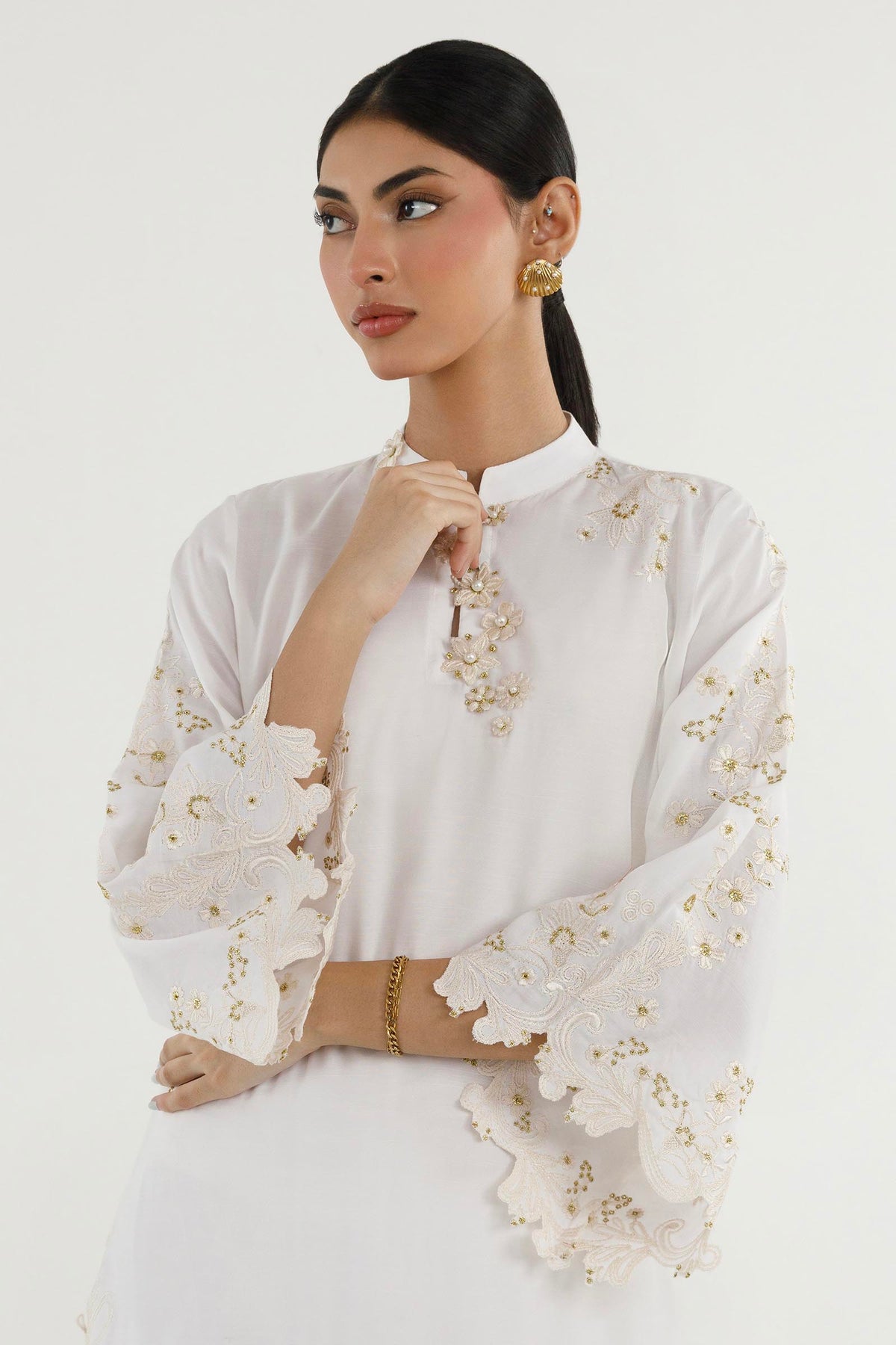Stitched Embroidered Raw Silk Suit