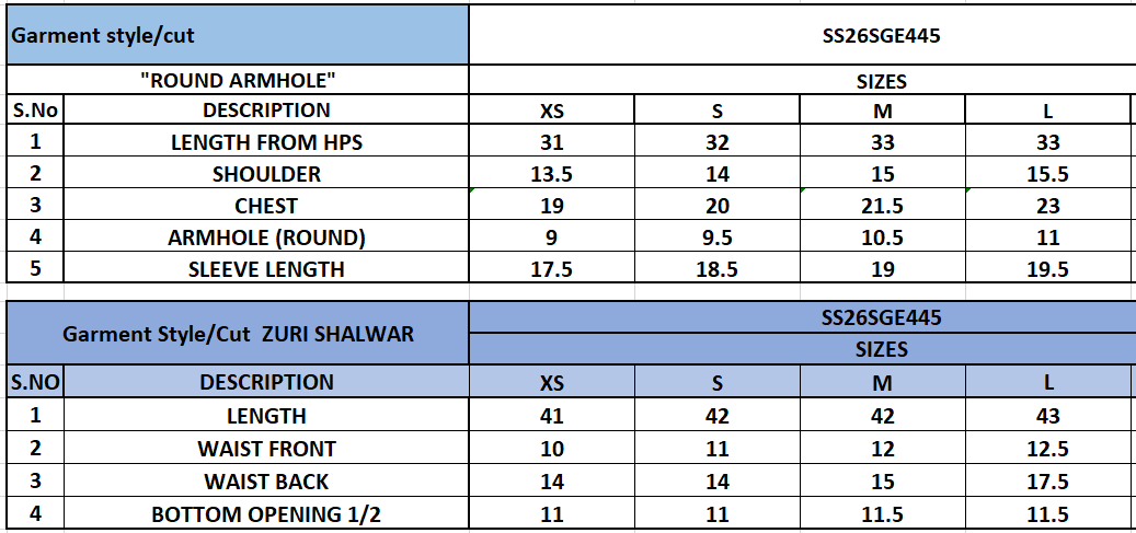 Size Chart