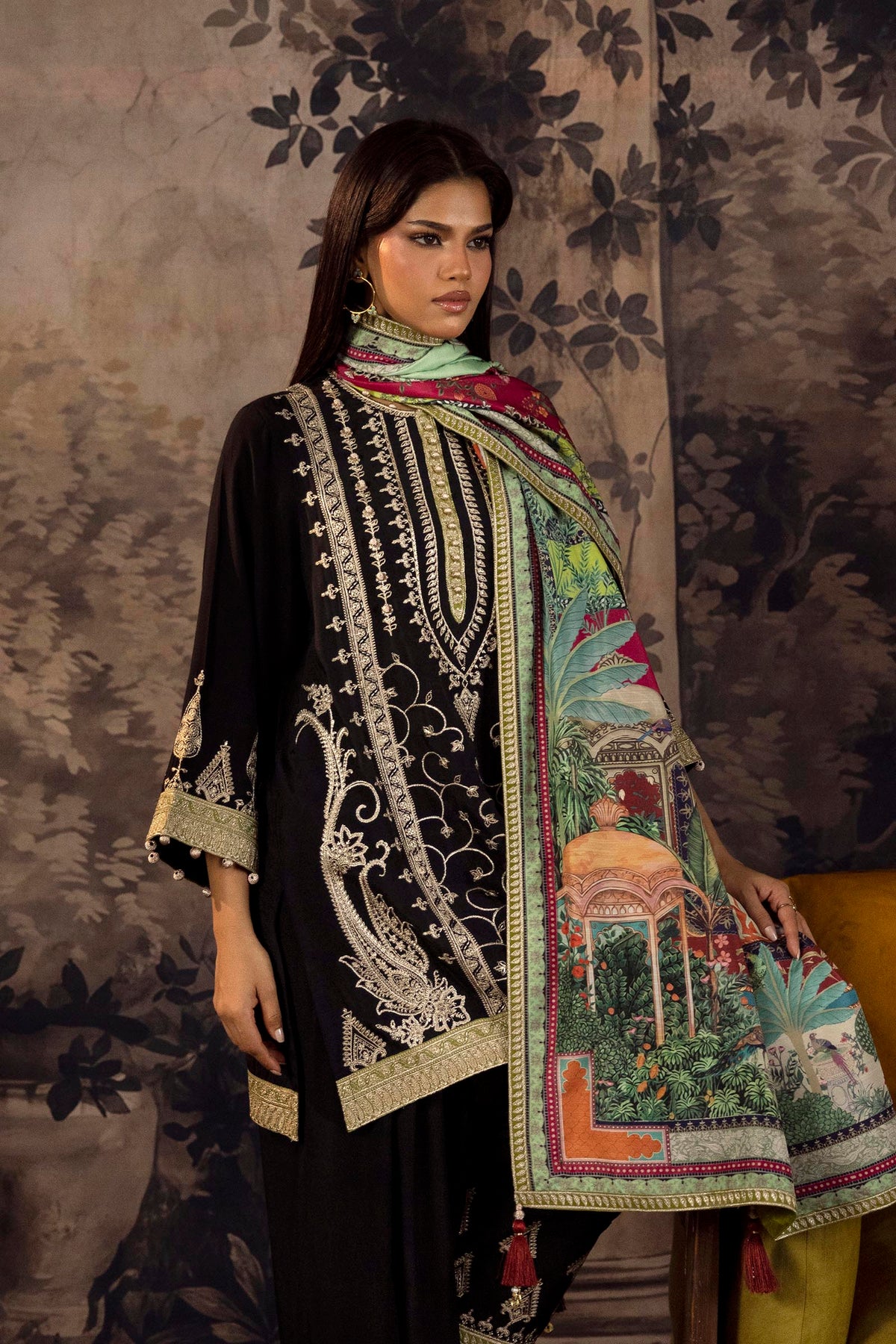 Stitched Embroidered Raw Silk Suit