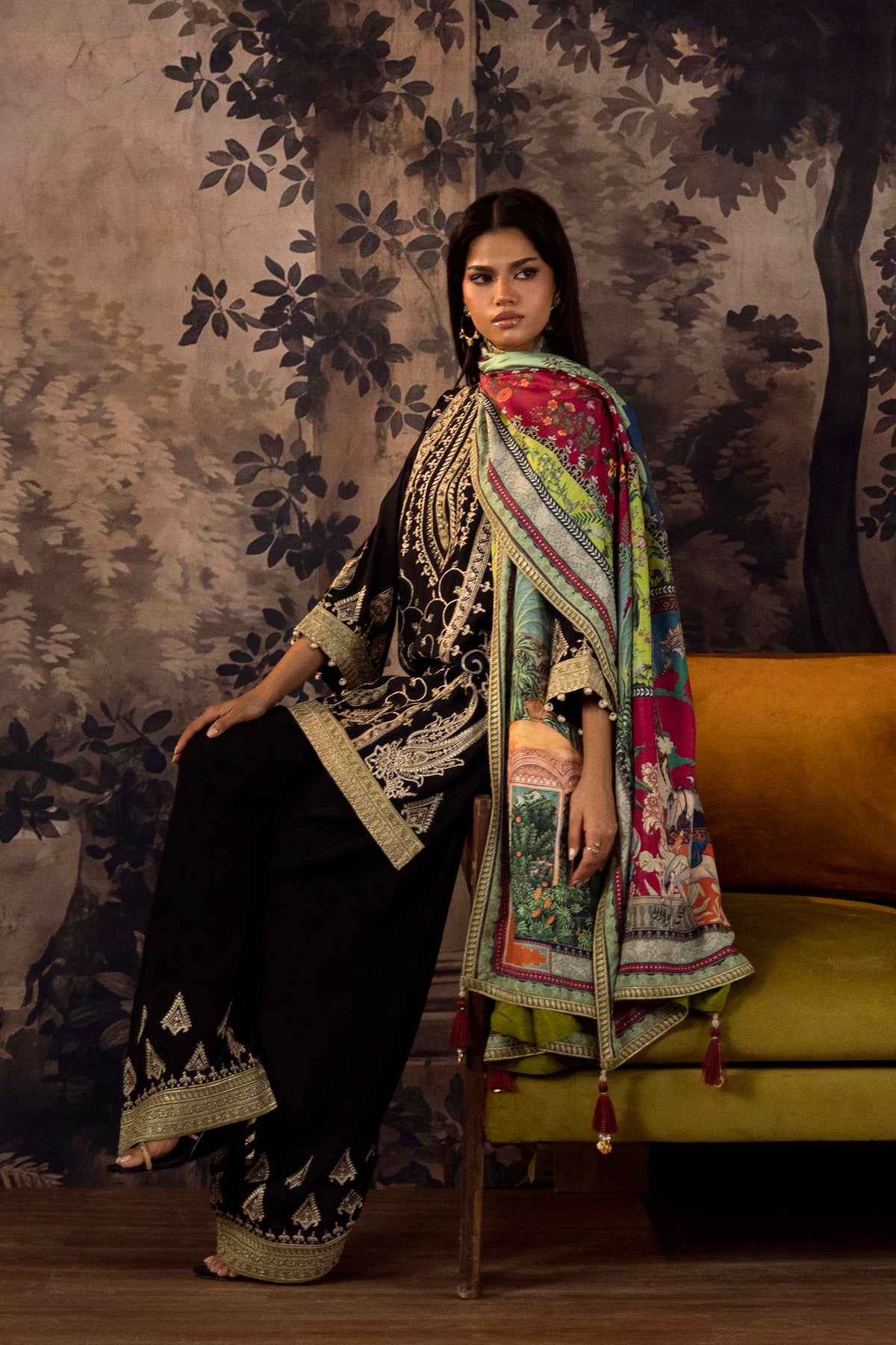 Stitched Embroidered Raw Silk Suit