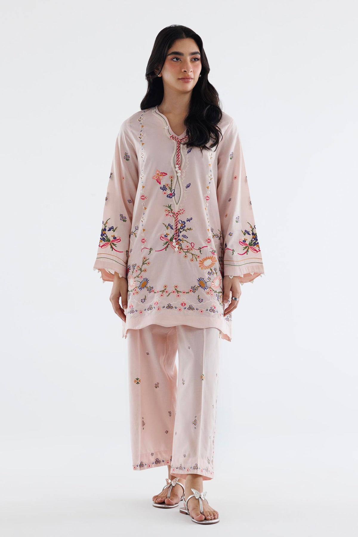 Stitched Embroidered Lawn Shirt+ Culotte Main image