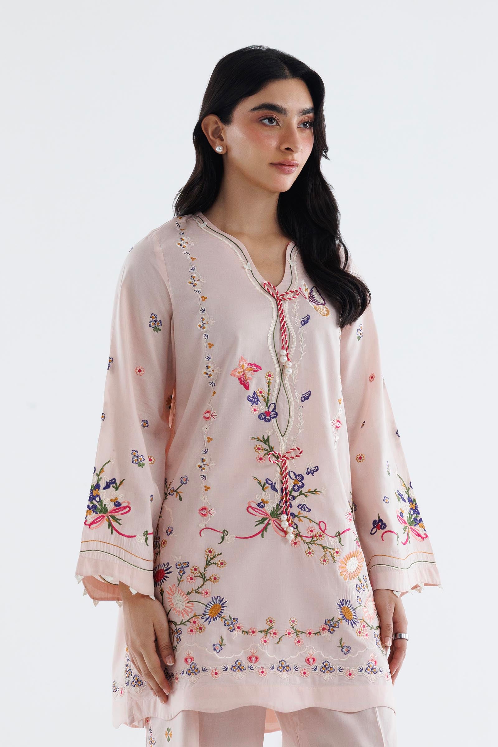 Stitched Embroidered Lawn Shirt+ Culotte Secondary image