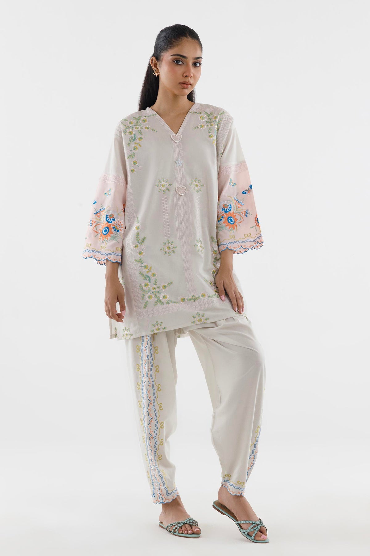 Stitched Embroidered Lawn Shirt+ Shalwar
