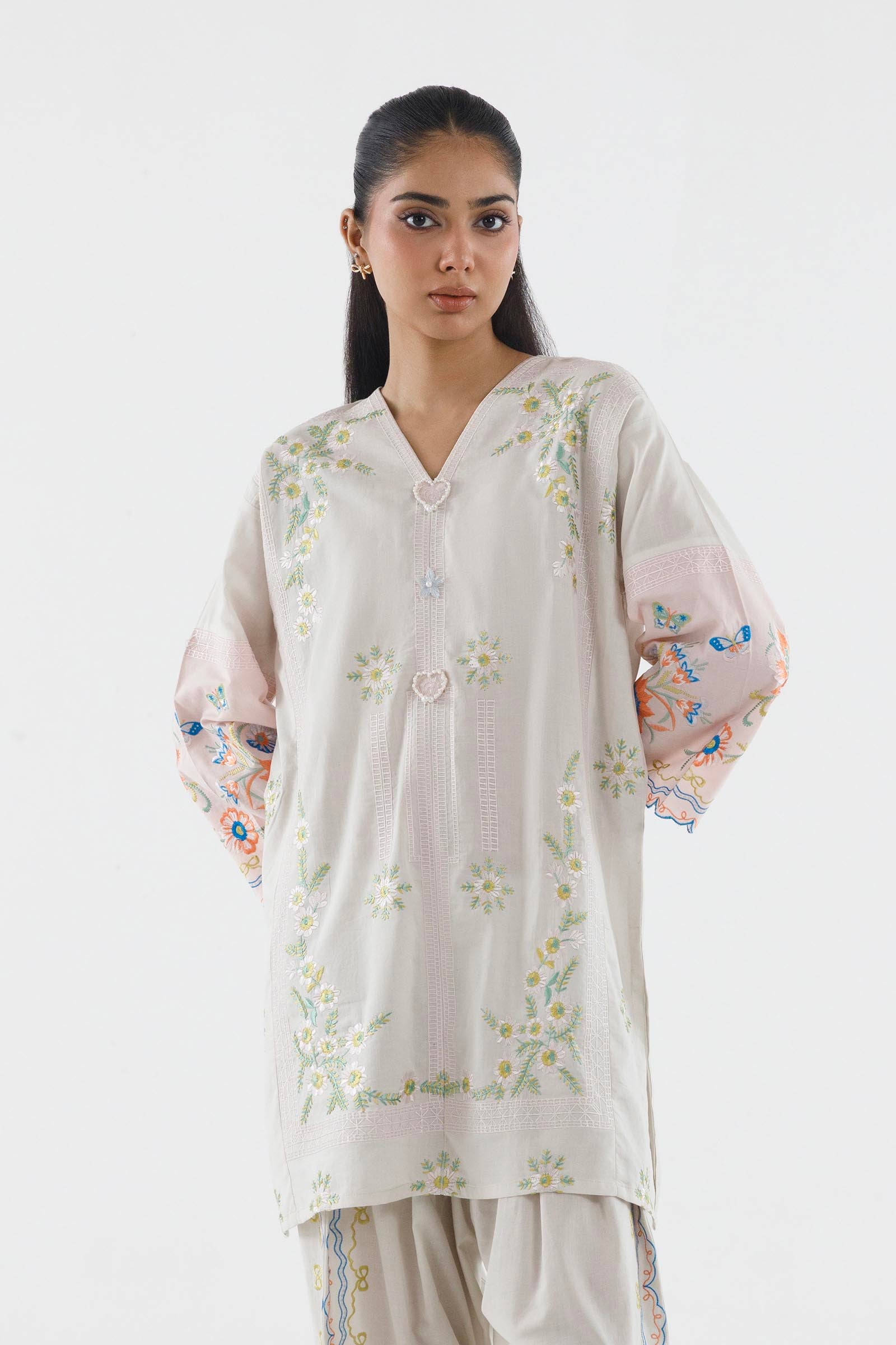 Stitched Embroidered Lawn Shirt+ Shalwar Secondary image
