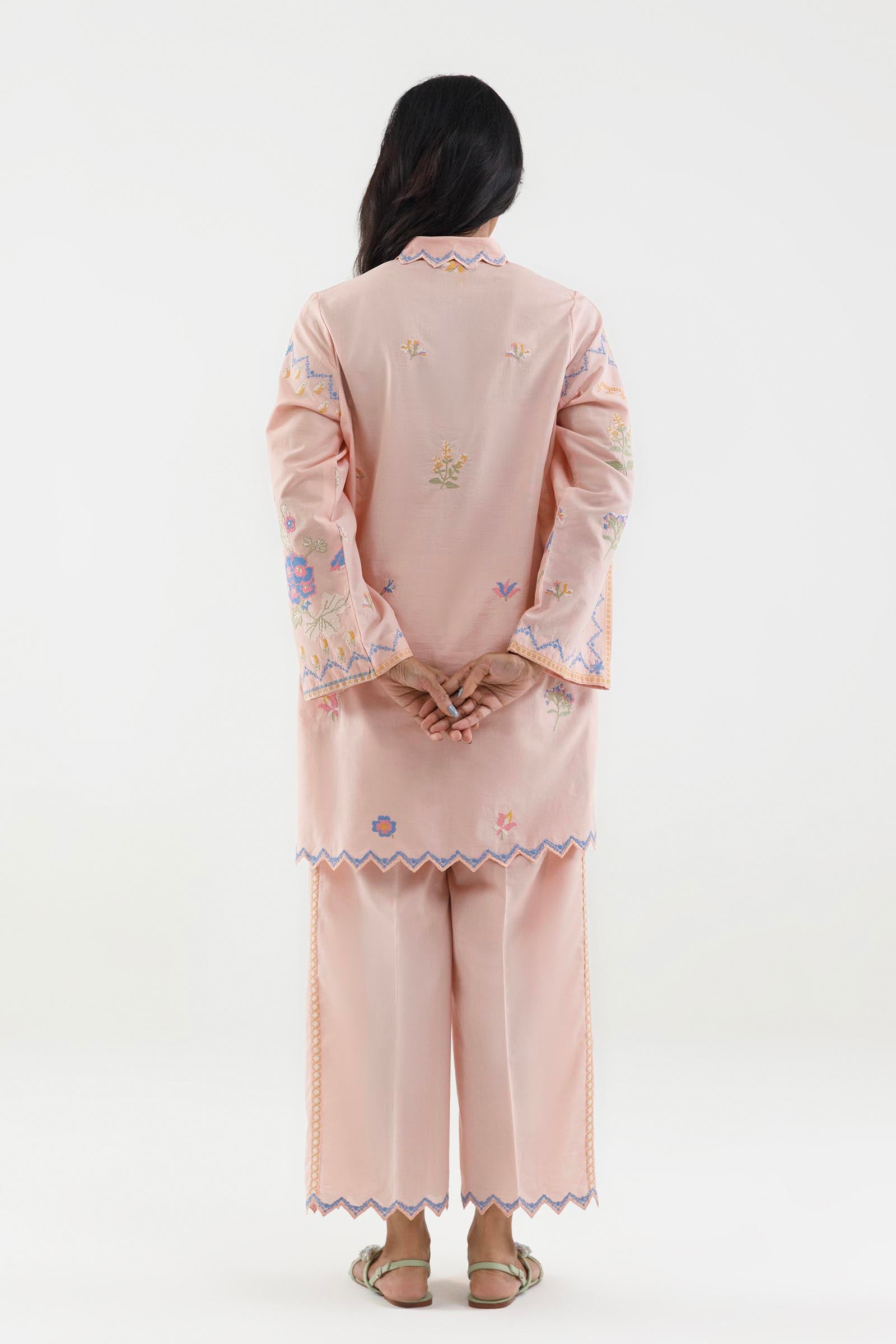Stitched Embroidered Lawn Shirt+ Culotte