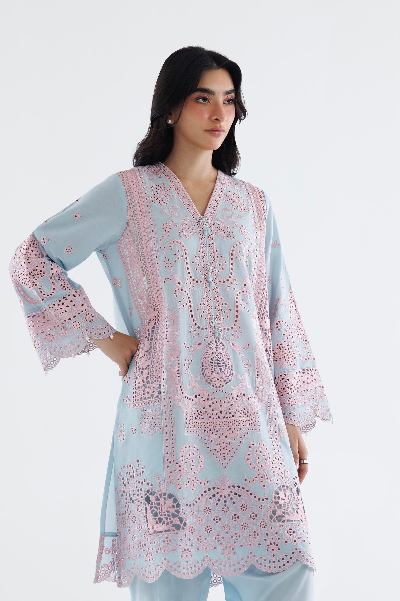 Stitched Embroidered Lawn Shirt+ Shalwar Secondary image