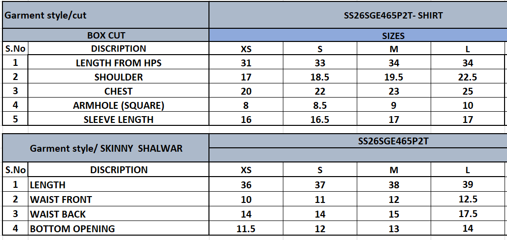 Size Chart