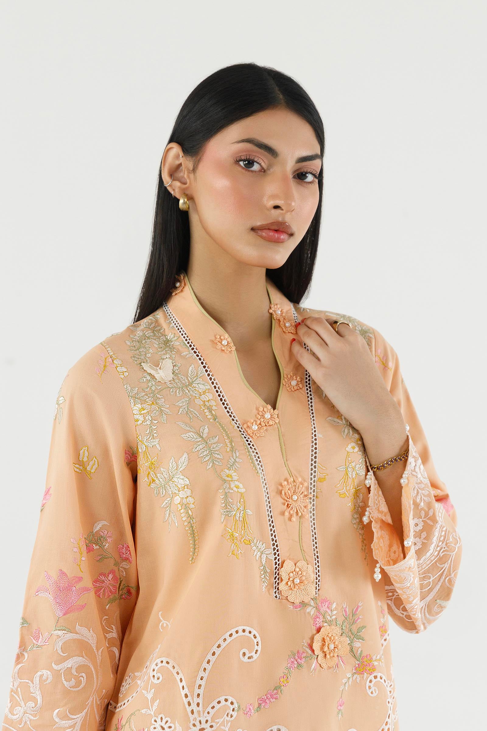 Stitched Embroidered Lawn Shirt+ Shalwar Secondary image