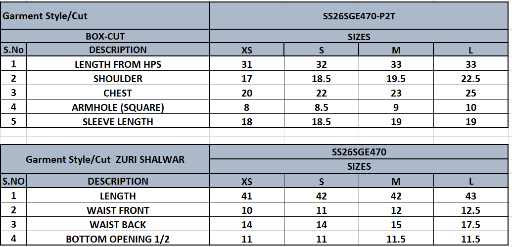 Size Chart