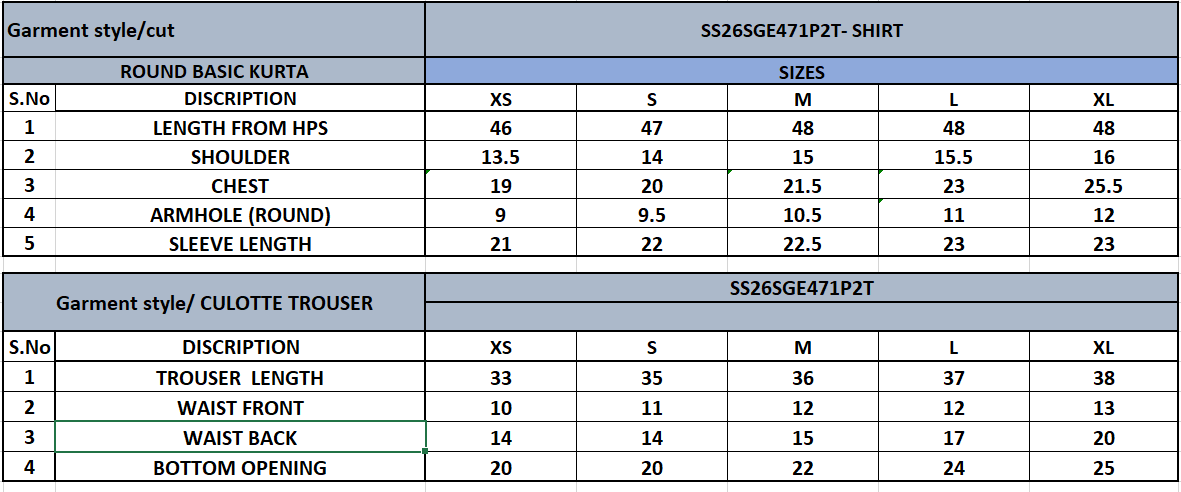 Size Chart