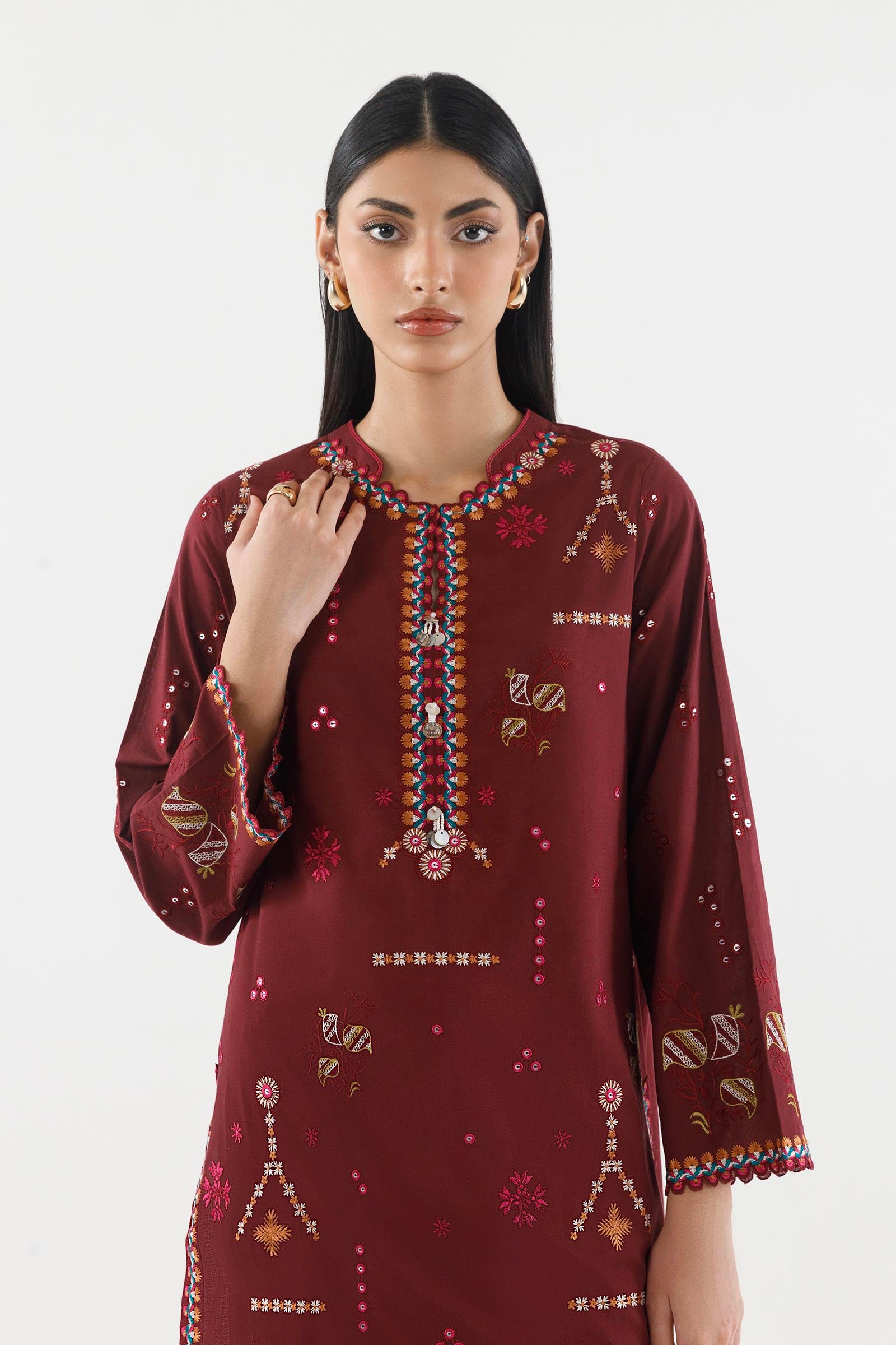 Stitched Embroidered Lawn Shirt+ Culotte Secondary image