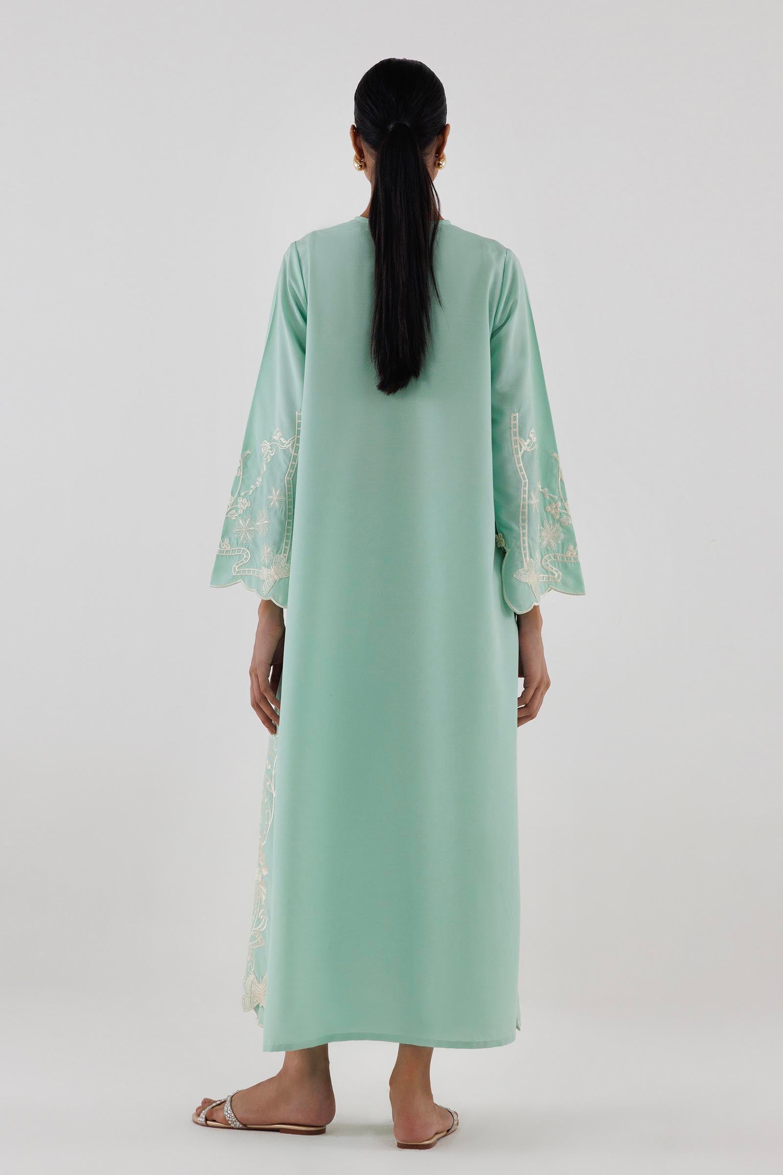 Stitched Embroidered Raw Silk Shirt+ Culotte