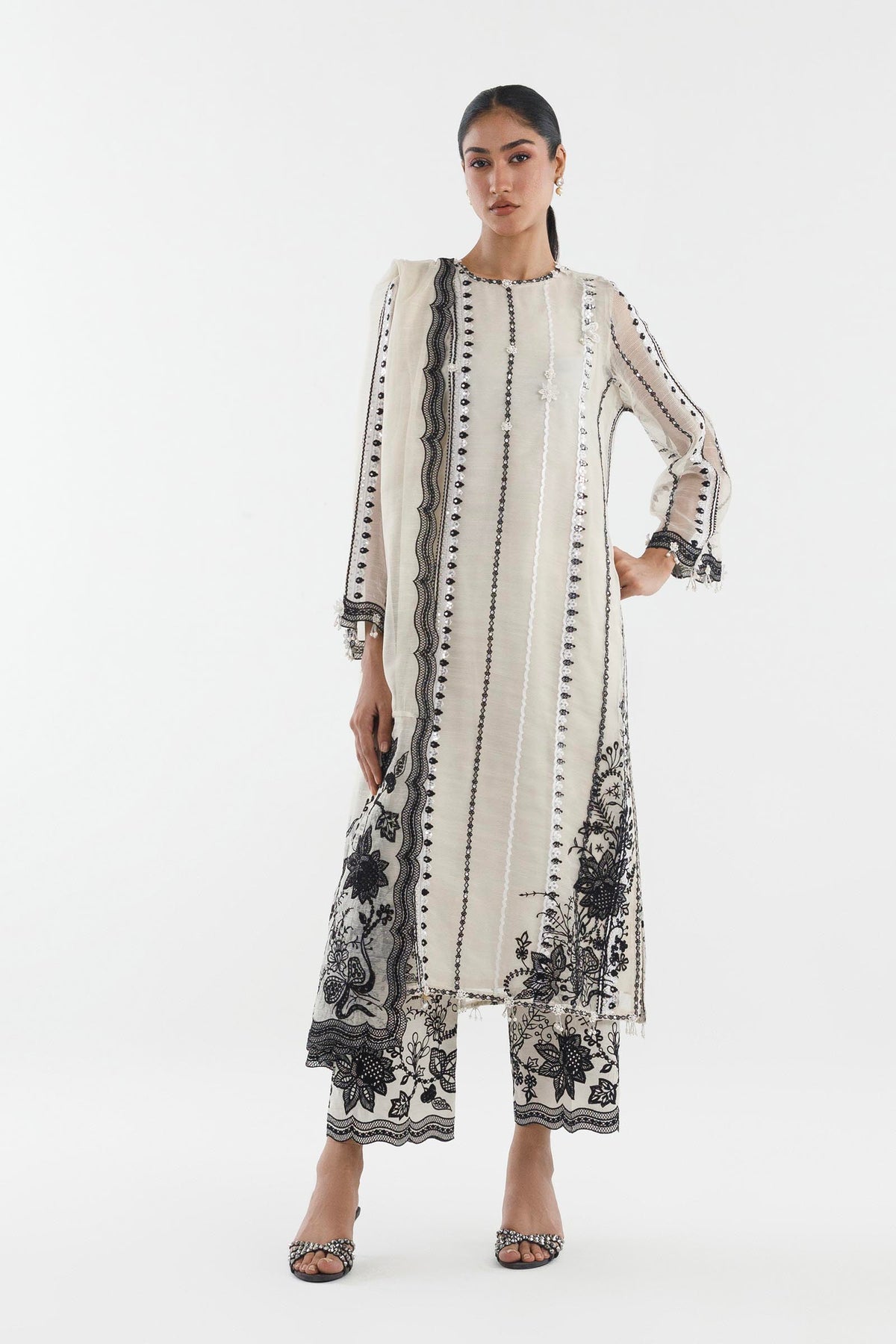 Stitched Embroidered Poly Slub Suit