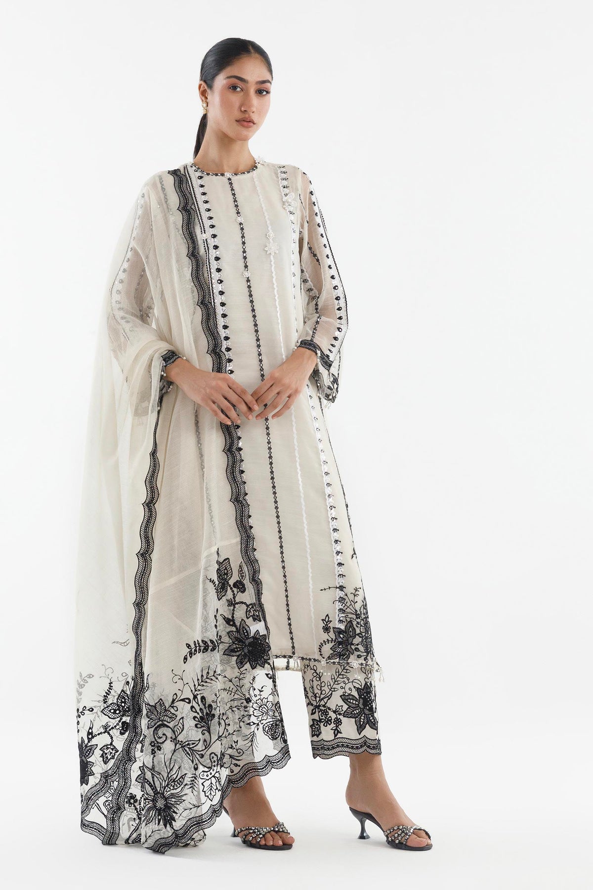 Stitched Embroidered Poly Slub Suit Main image