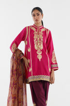 Stitched Embroidered Blended Raw Silk Suit