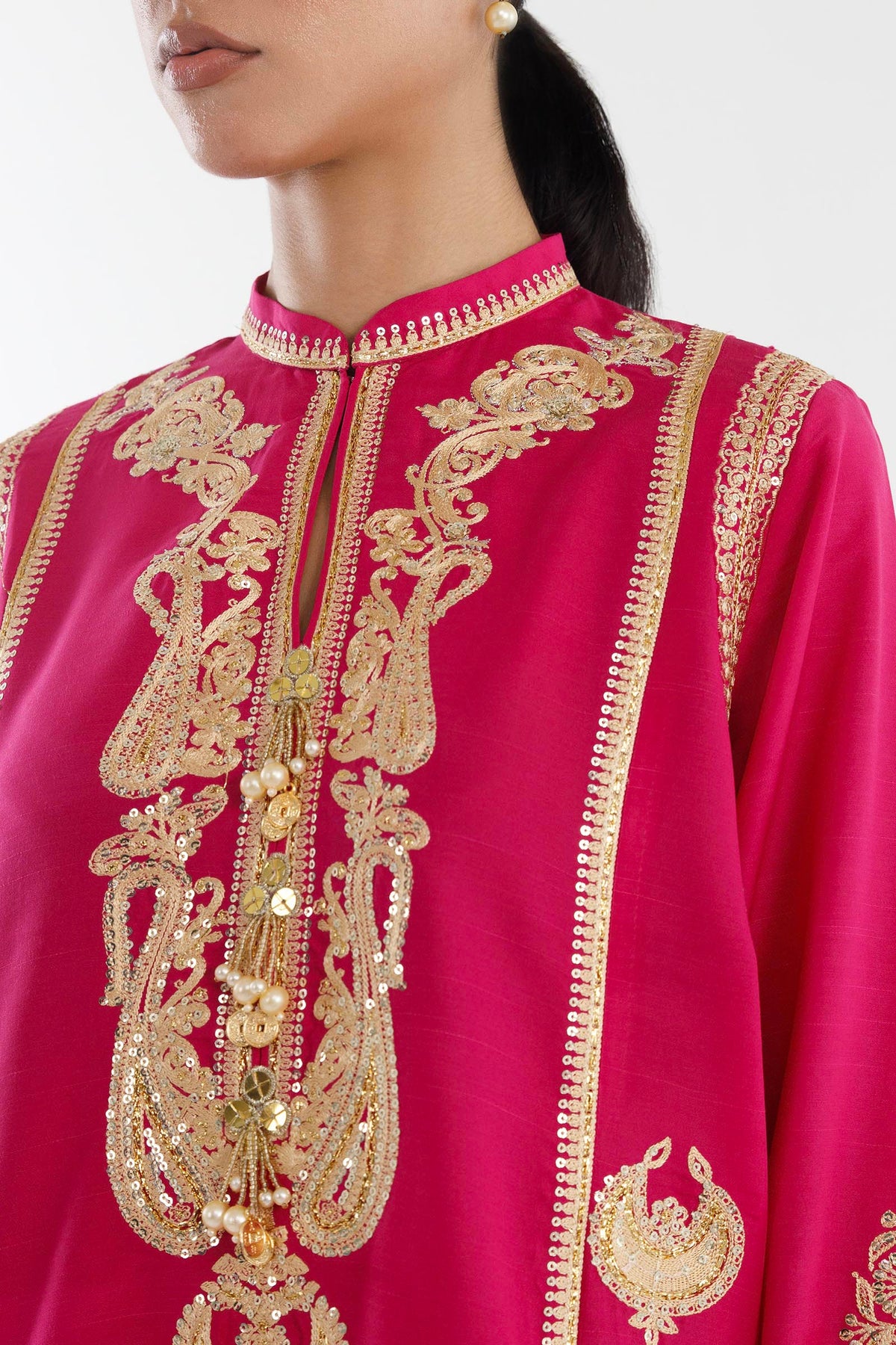 Stitched Embroidered Blended Raw Silk Suit