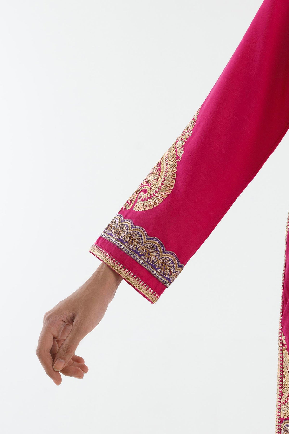 Stitched Embroidered Blended Raw Silk Suit