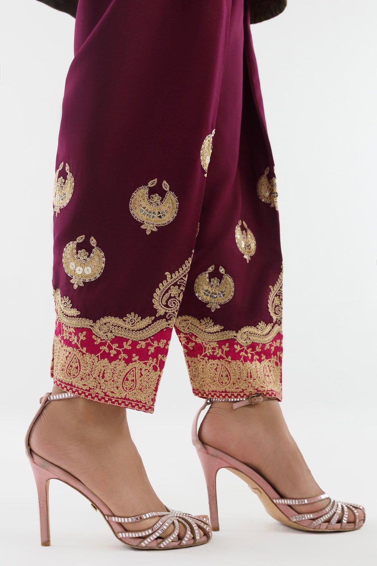 Stitched Embroidered Blended Raw Silk Suit