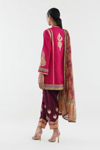 Stitched Embroidered Blended Raw Silk Suit
