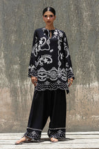 Stitched Embroidered Raw Silk Shirt+ Shalwar