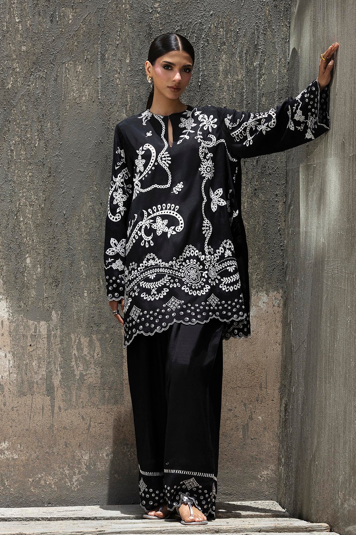 Stitched Embroidered Raw Silk Shirt+ Shalwar Main image