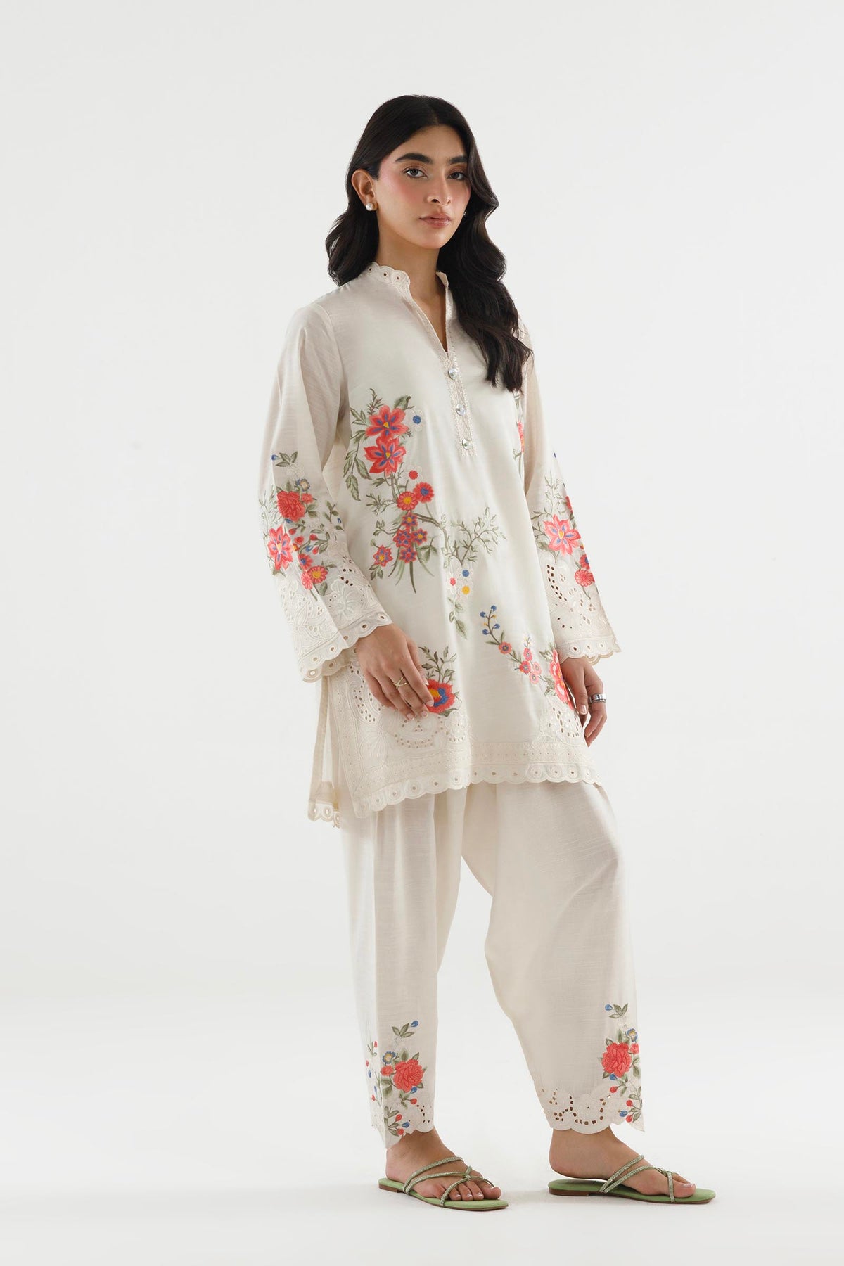 Stitched Embroidered Chambray Shirt+ Shalwar