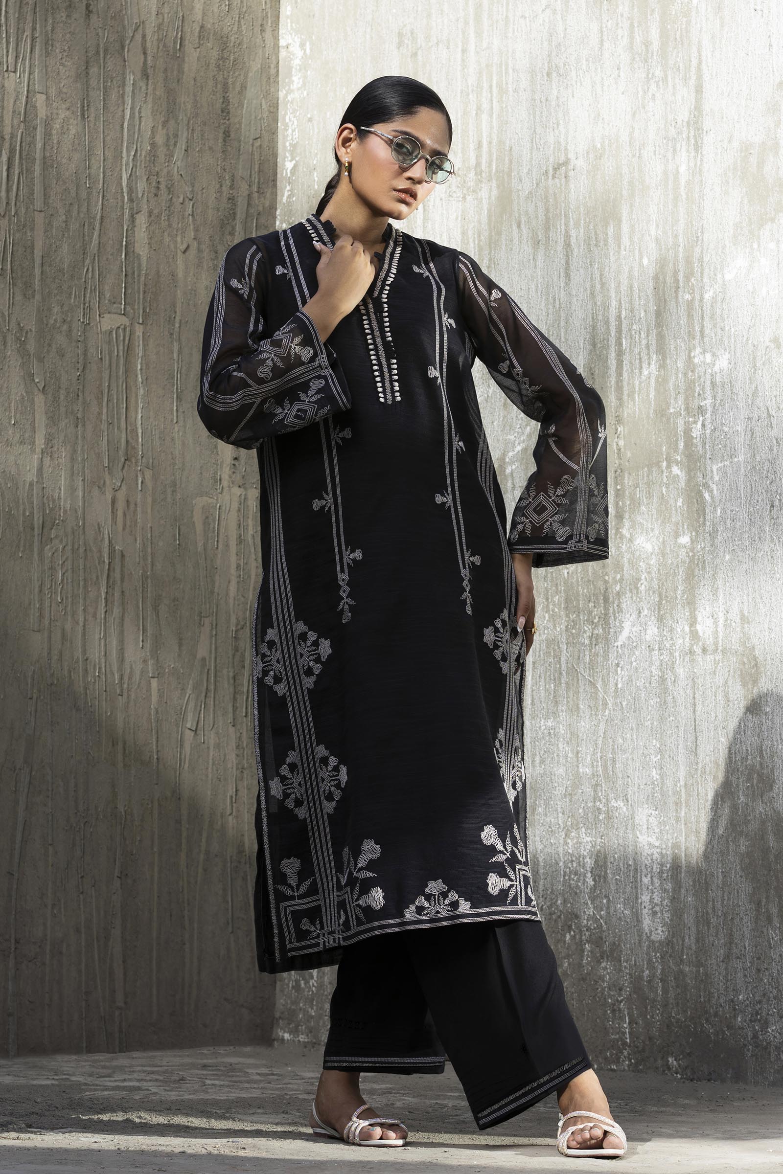 Stitched Embroidered Slub Shirt+ Culotte Main image