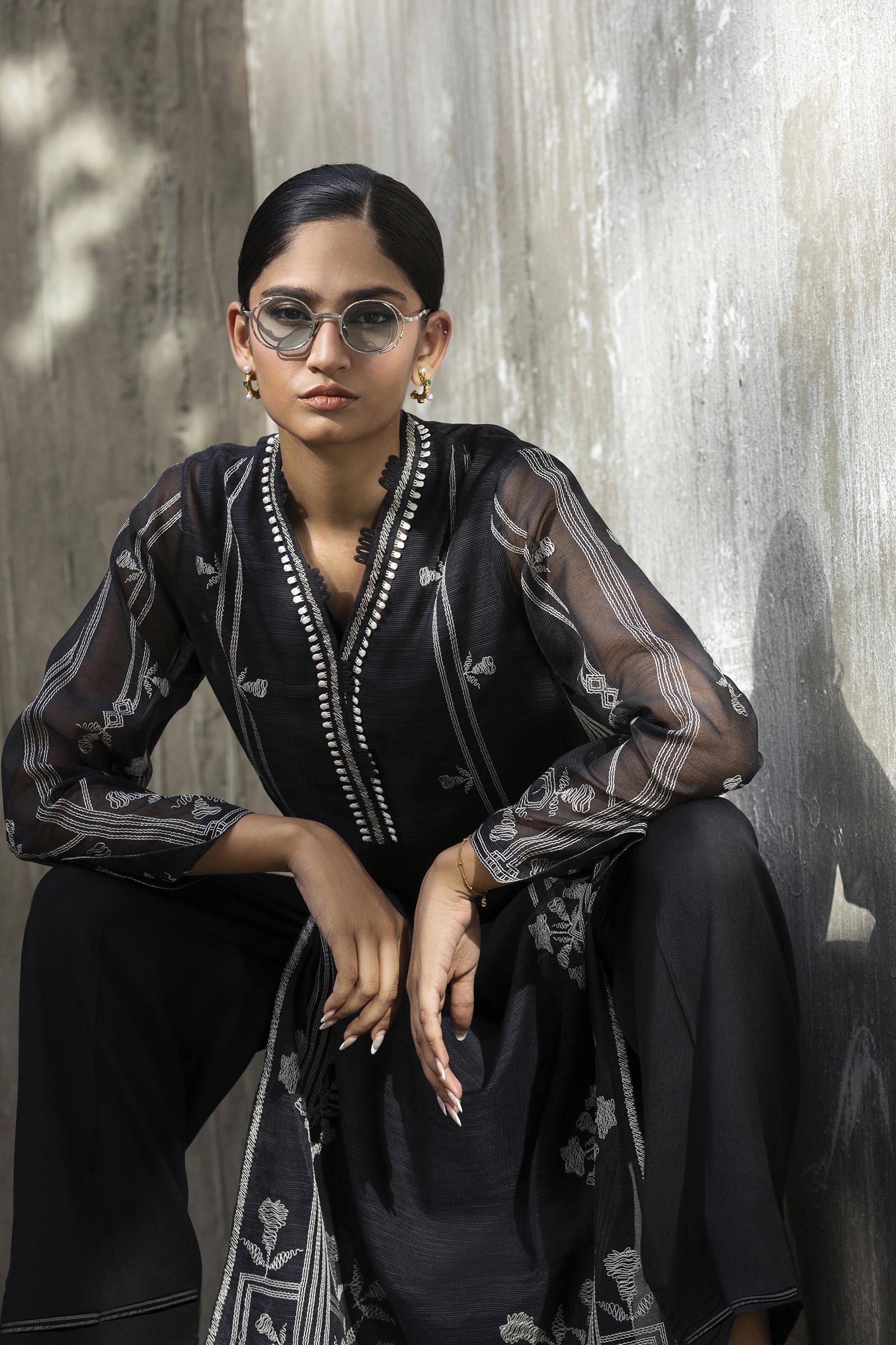 Stitched Embroidered Slub Shirt+ Culotte Secondary image