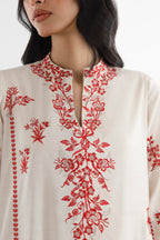 Stitched Embroidered Khaadi Silk Shirt+ Culotte