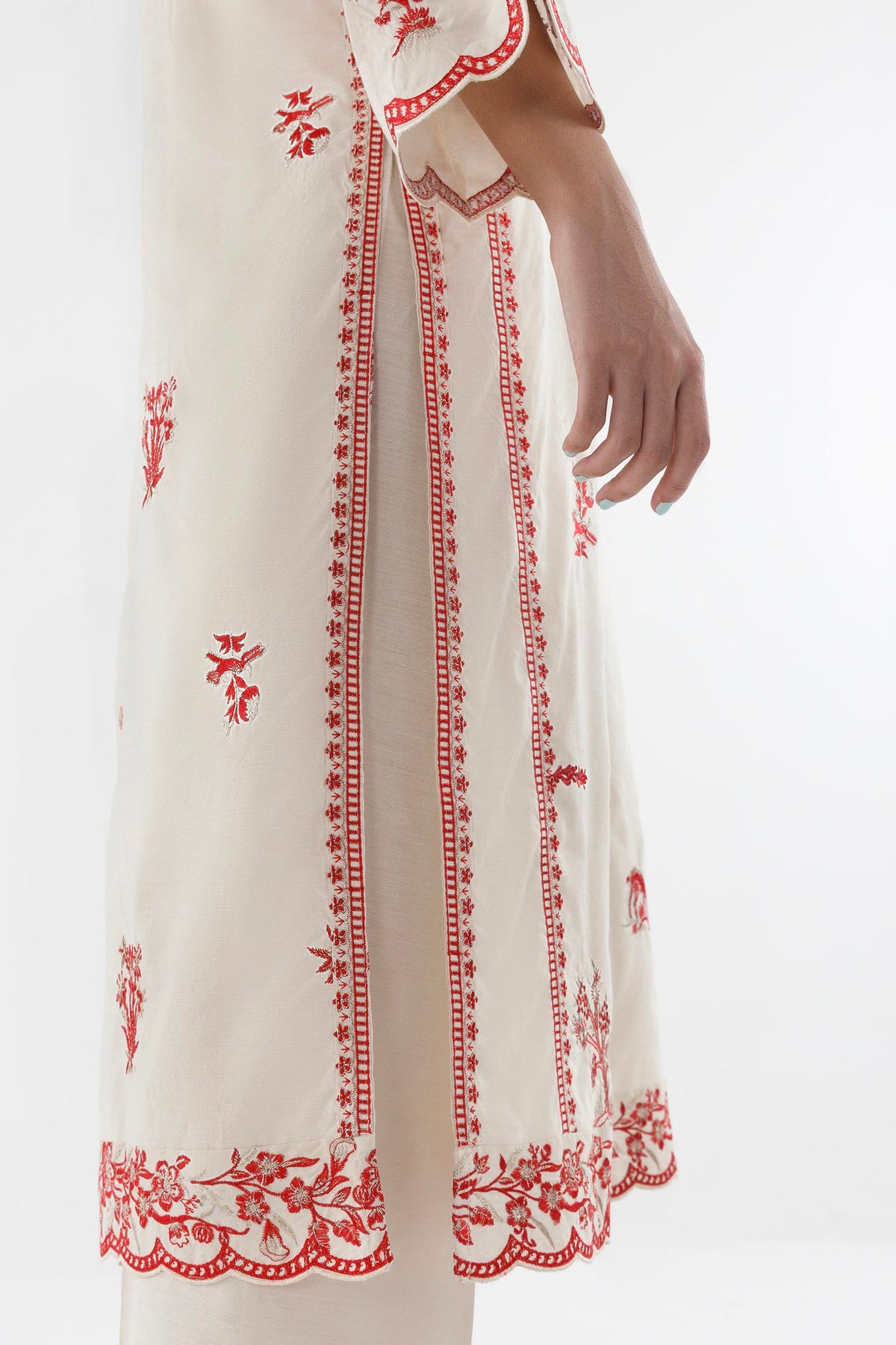 Stitched Embroidered Khaadi Silk Shirt+ Culotte