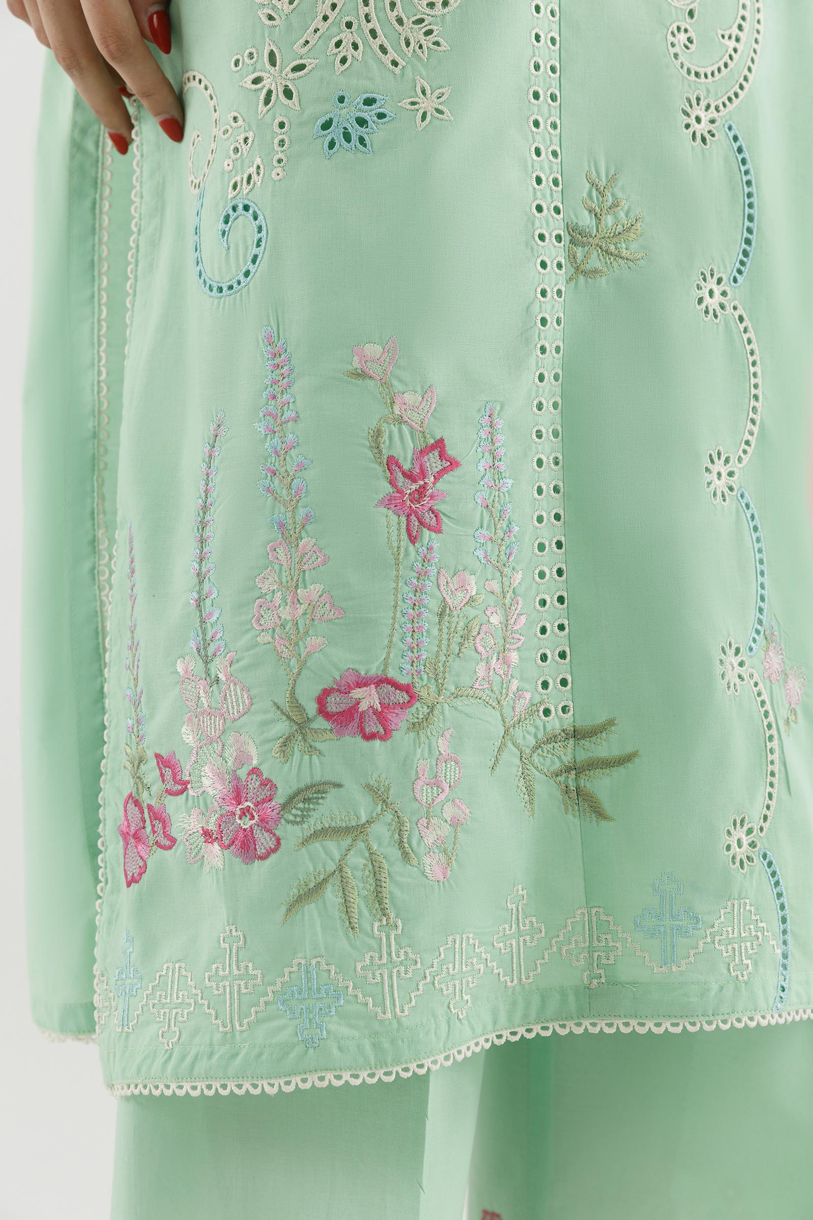 Stitched Embroidered Lawn Shirt+ Culotte