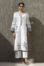 Stitched Embroidered Khaadi Silk Shirt+ Culotte