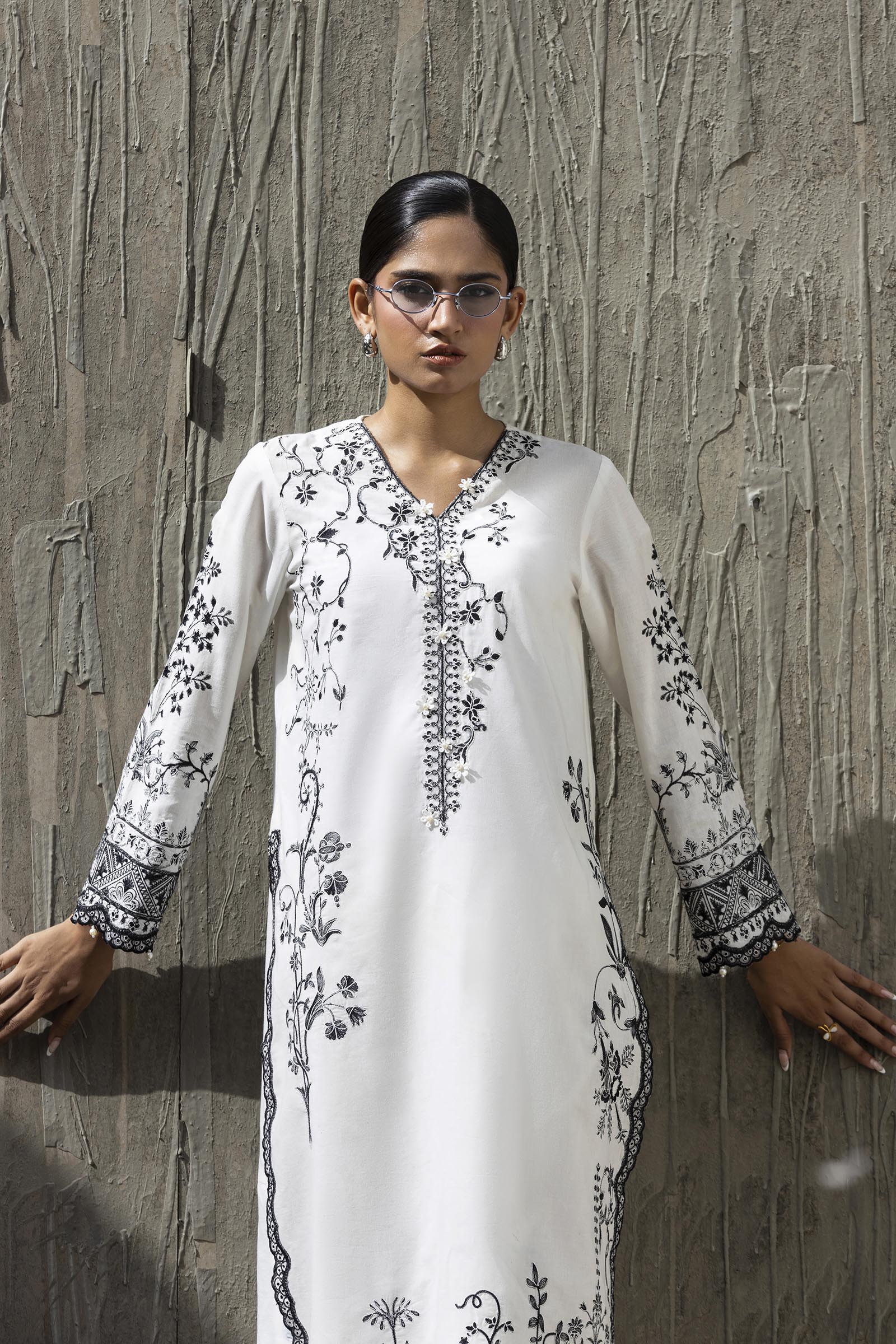 Stitched Embroidered Khaadi Silk Shirt+ Culotte Secondary image