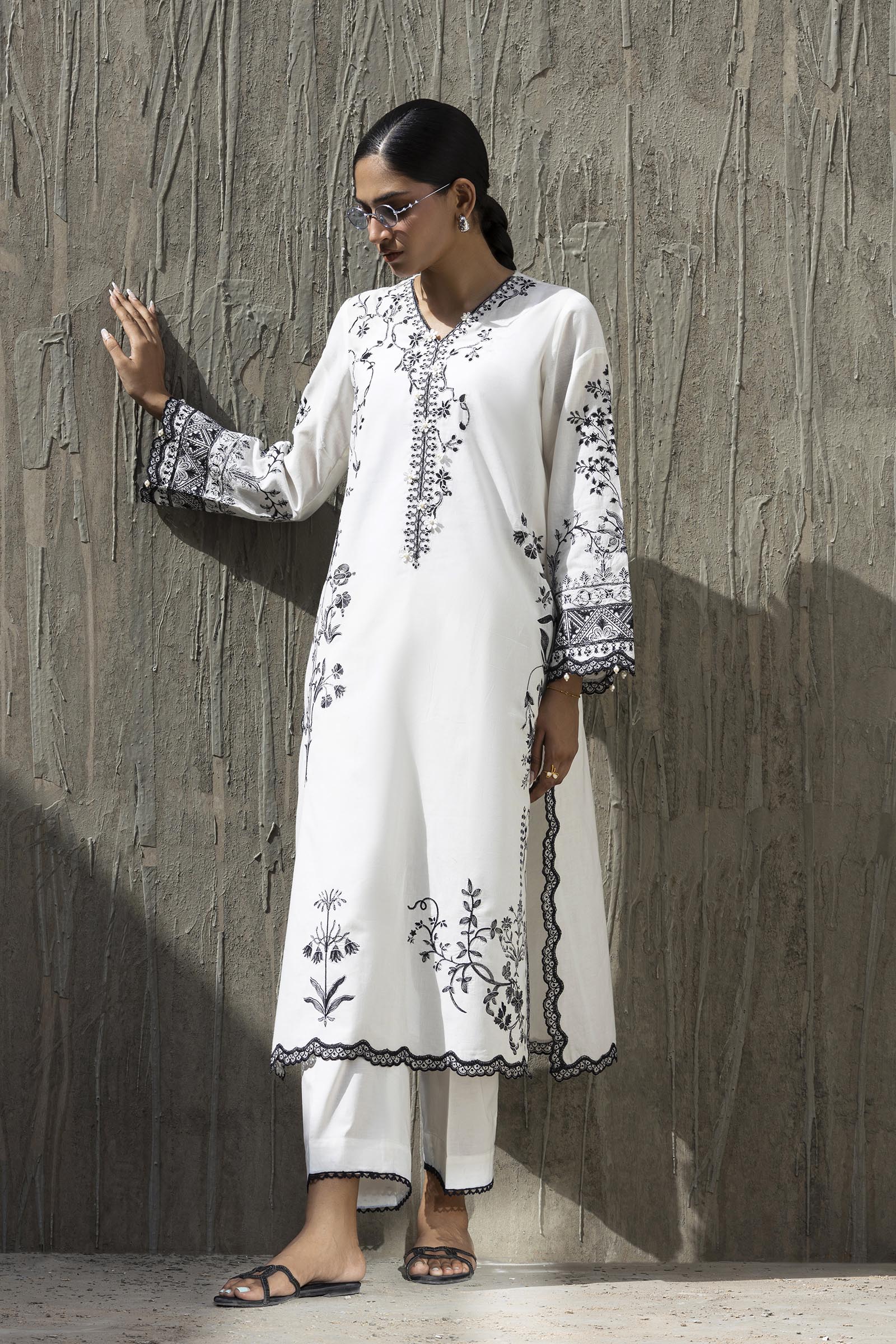 Stitched Embroidered Khaadi Silk Shirt+ Culotte Main image